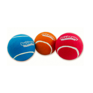 SP-3922 / Tinny Chums set de 3pcs pelota tennis chica varios colores 2" c/sonido tipo squeaky by sharpaw