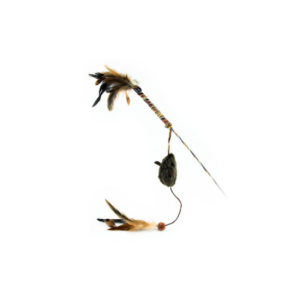 SP-3766/ Juguete para gatos pawffy stick con cuerda, plumas y raton