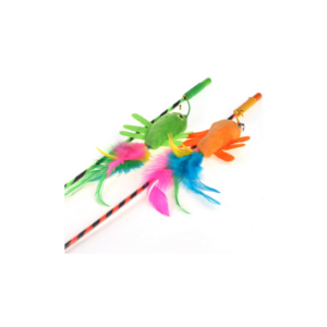SP-3789/ Juguete para gatos pawffy stick con cuerda, cangrejo de peluche, plumas  y cascabel